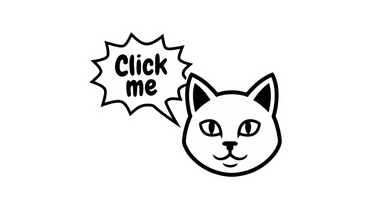 Cat sticker that says click me